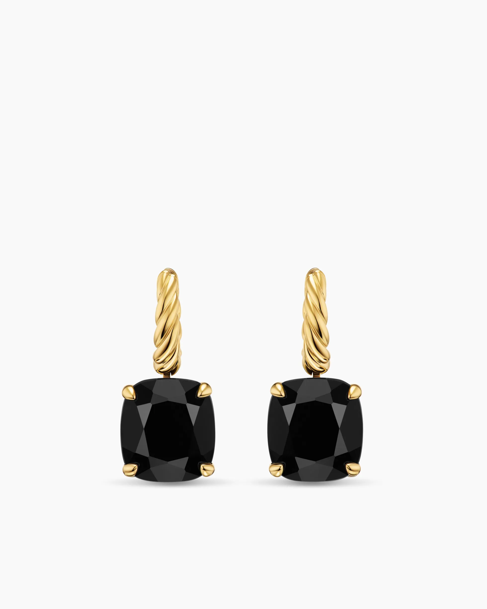 Marbella Drop Earrings 18K Yellow Gold with Black Onyx, 11mm