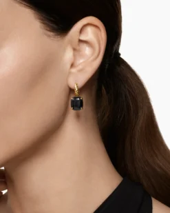 Marbella Drop Earrings 18K Yellow Gold with Black Onyx, 11mm