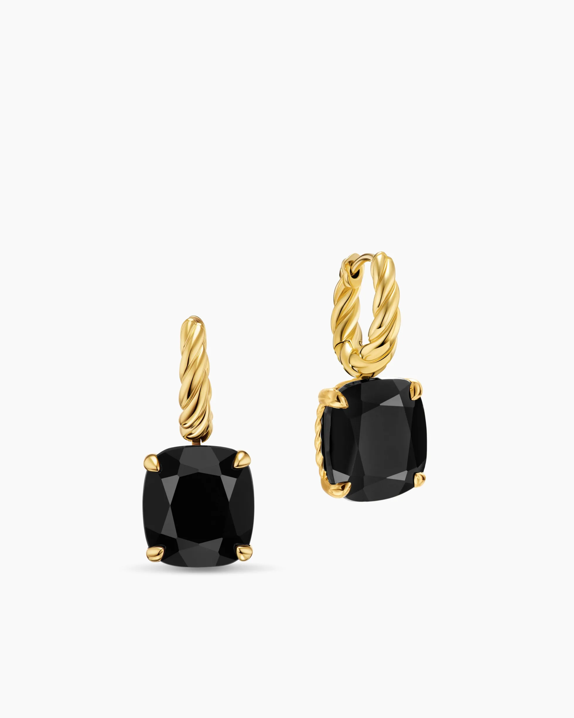 Marbella Drop Earrings 18K Yellow Gold with Black Onyx, 11mm