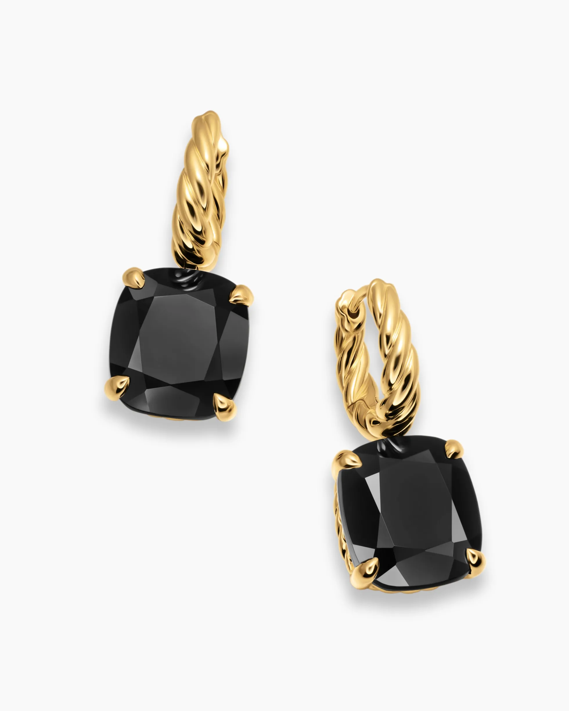 Marbella Drop Earrings 18K Yellow Gold with Black Onyx, 11mm
