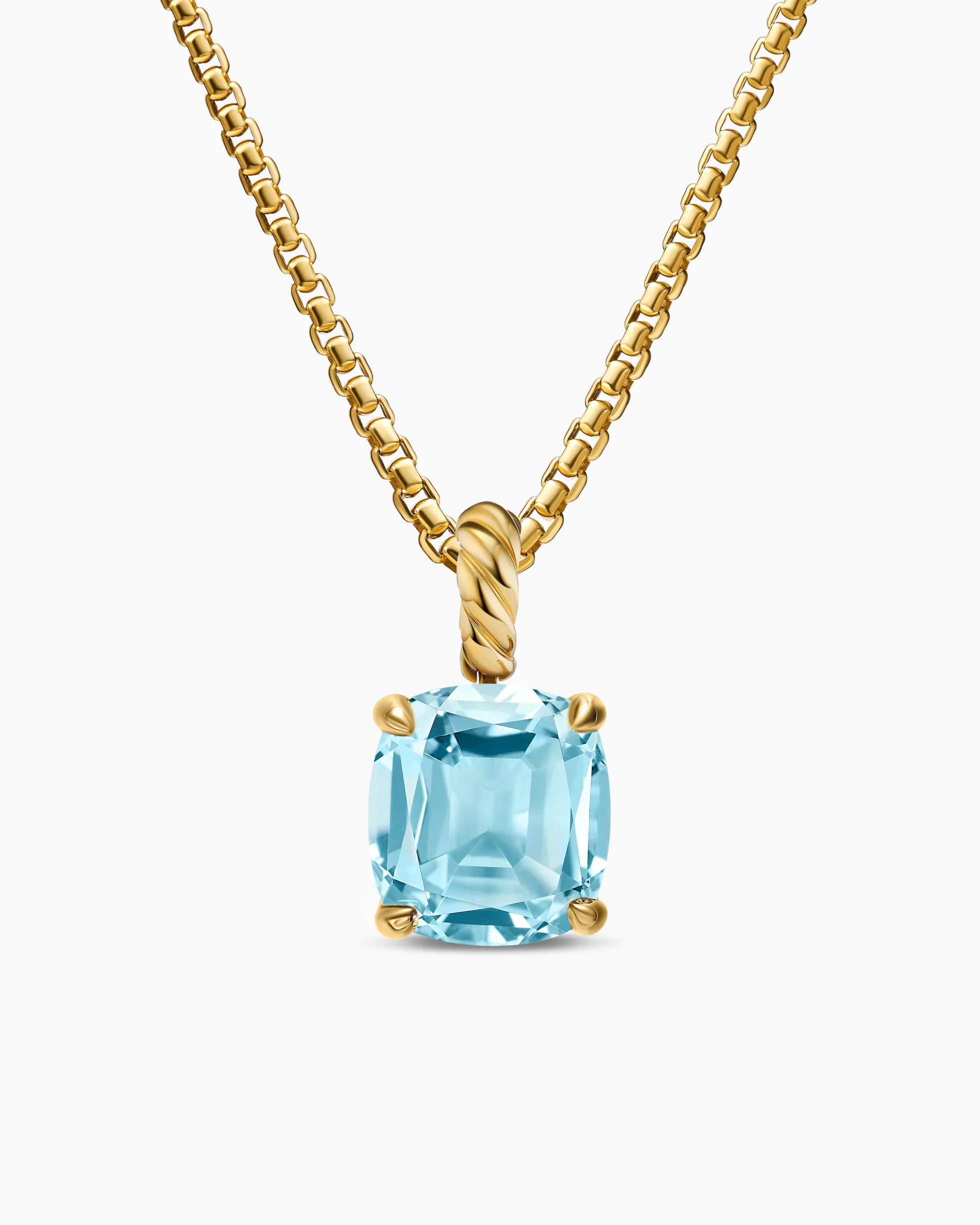 Marbella Pendant 18K Yellow Gold with Sky Blue Topaz, 12mm