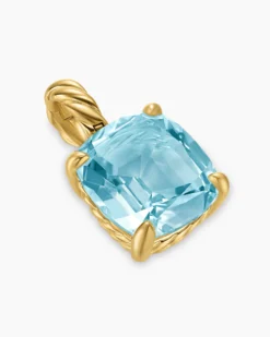 Marbella Pendant 18K Yellow Gold with Sky Blue Topaz, 12mm