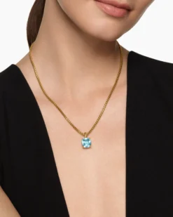 Marbella Pendant 18K Yellow Gold with Sky Blue Topaz, 12mm
