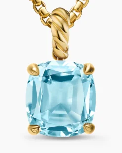 Marbella Pendant 18K Yellow Gold with Sky Blue Topaz, 12mm
