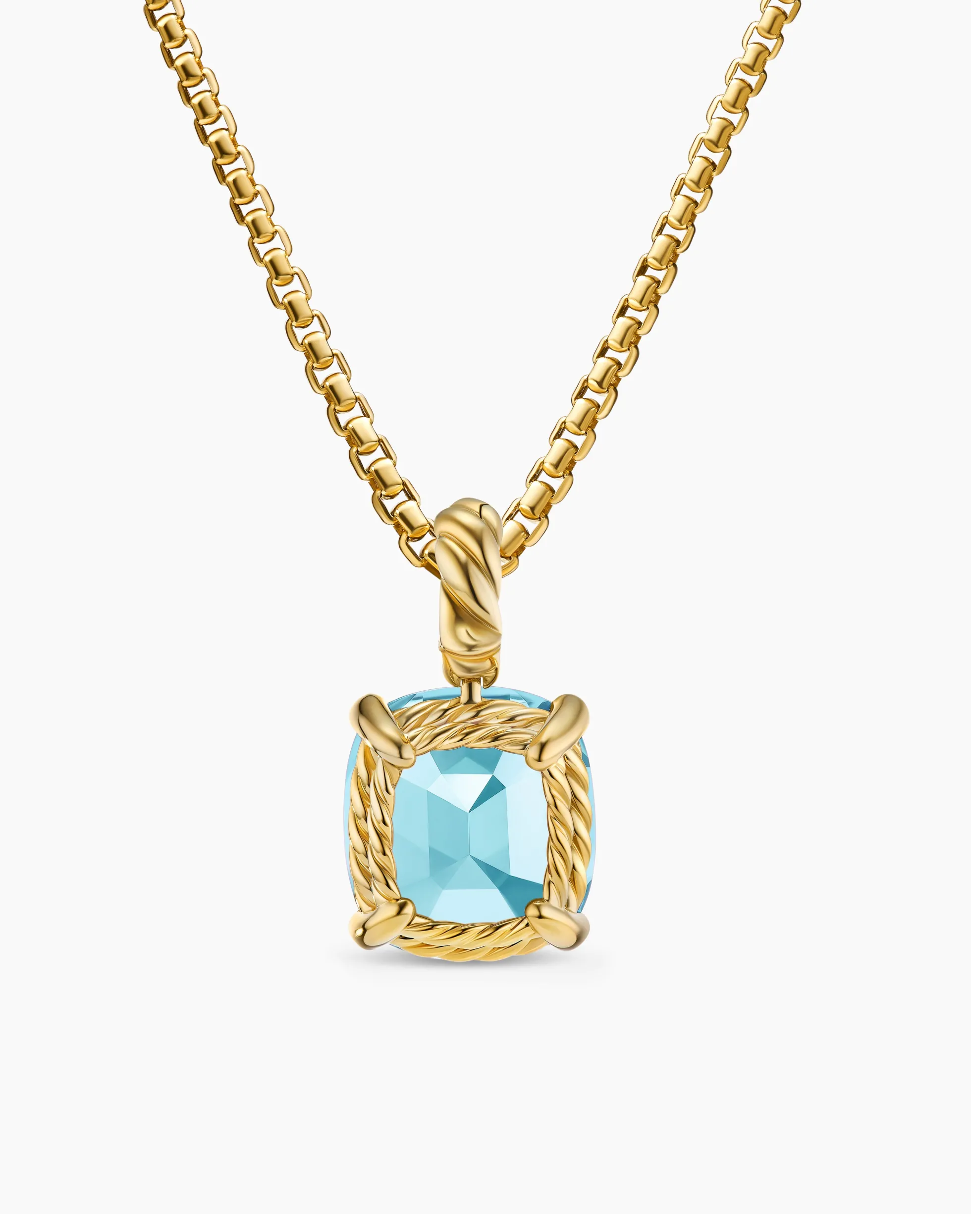 Marbella Pendant 18K Yellow Gold with Sky Blue Topaz, 12mm