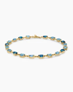 Marbella Toggle Necklace 18K Yellow Gold with Blue Topaz and Hampton Blue Topaz