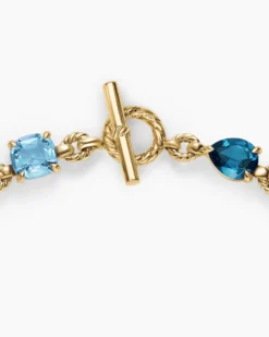 Marbella Toggle Necklace 18K Yellow Gold with Blue Topaz and Hampton Blue Topaz