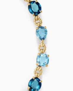 Marbella Toggle Necklace 18K Yellow Gold with Blue Topaz and Hampton Blue Topaz
