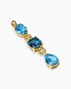 Marbella Y Pendant 18K Yellow Gold with Blue Topaz and Hampton Blue Topaz, 57.8mm
