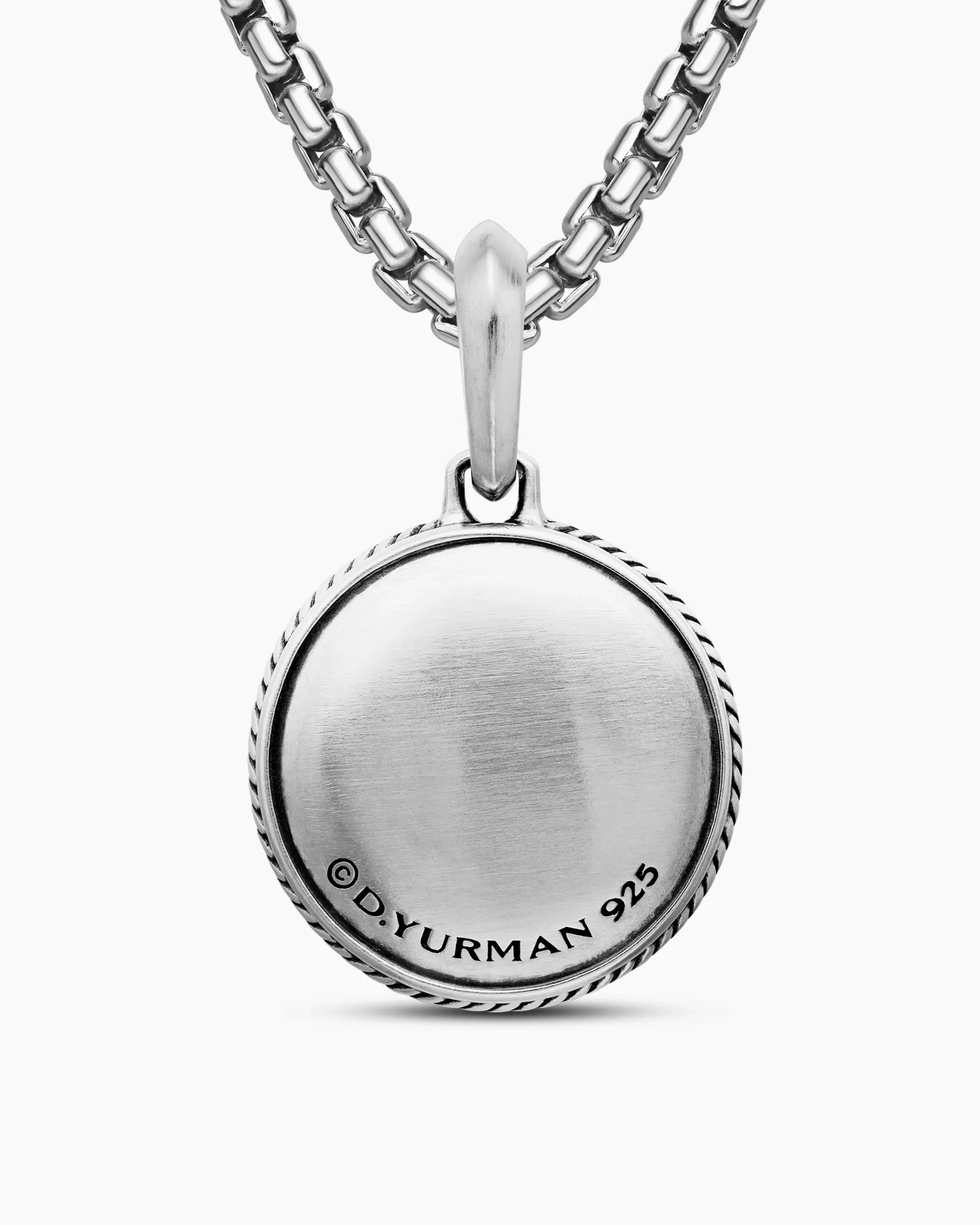 Maritime® Compass Amulet Sterling Silver with Center Black Diamond, 20mm