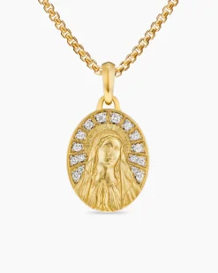 Mary Amulet 18K Yellow Gold with Diamonds, 20mm