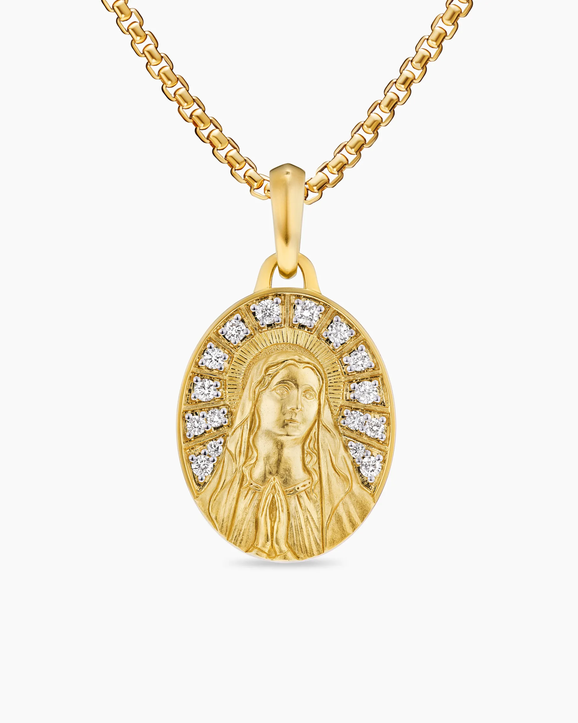 Mary Amulet 18K Yellow Gold with Diamonds, 20mm