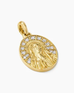 Mary Amulet 18K Yellow Gold with Diamonds, 20mm