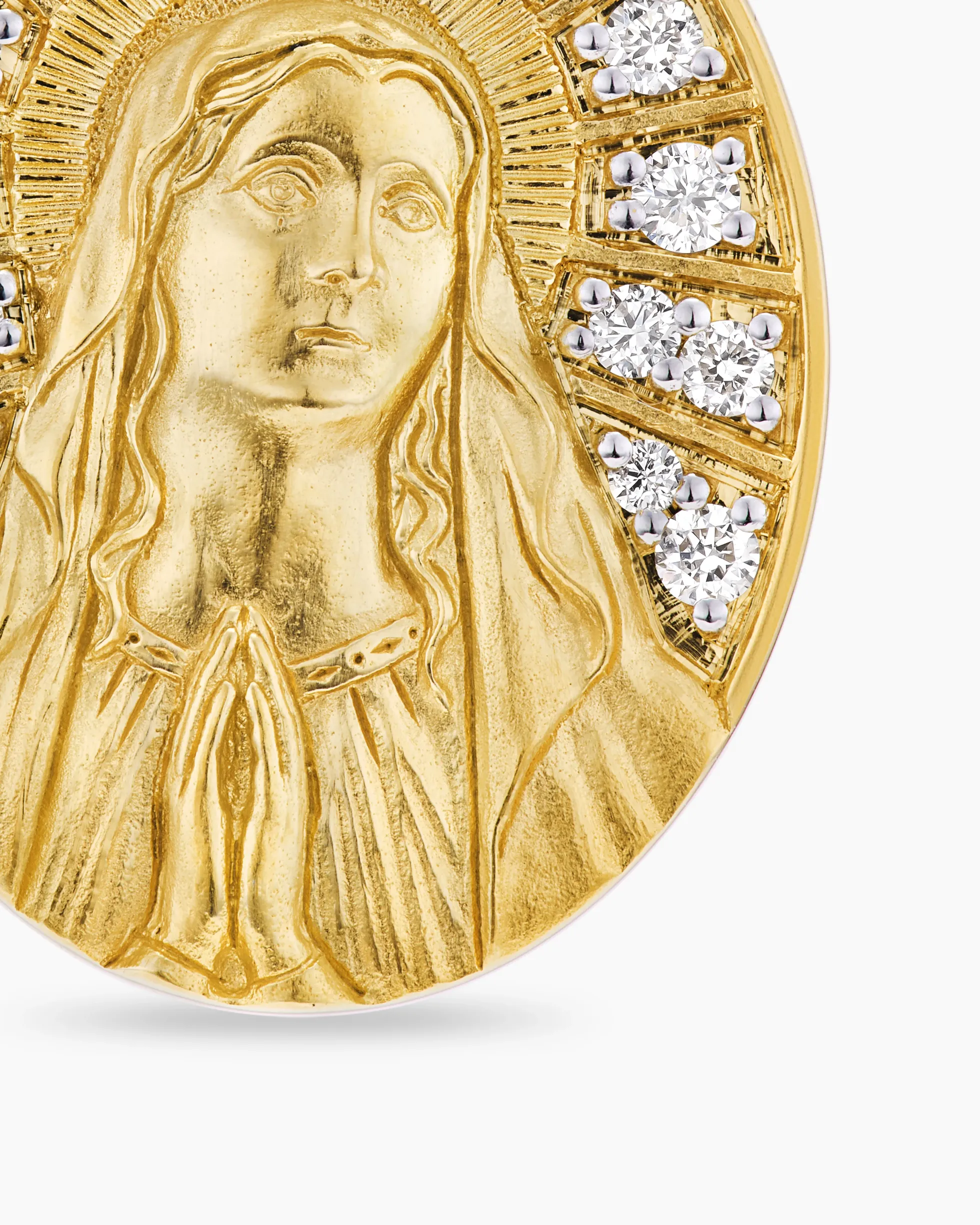 Mary Amulet 18K Yellow Gold with Diamonds, 20mm