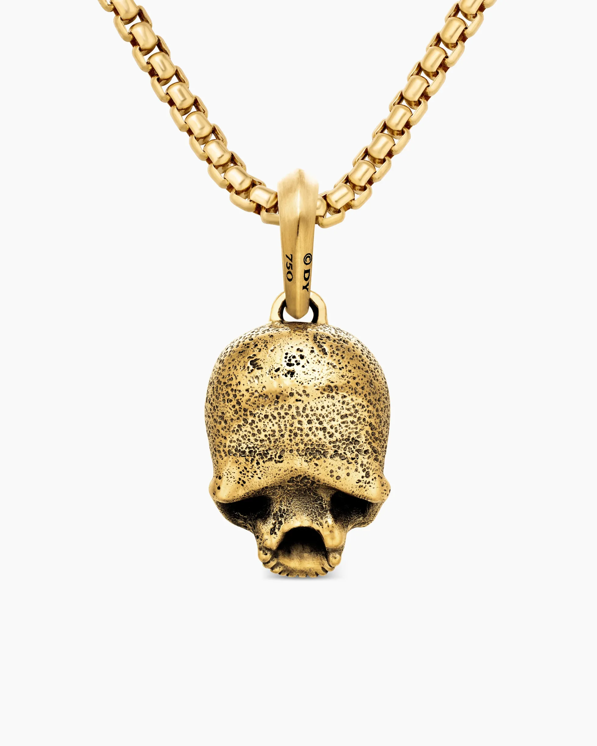 Memento Mori Skull Amulet 18K Yellow Gold with Black Diamonds, 18mm
