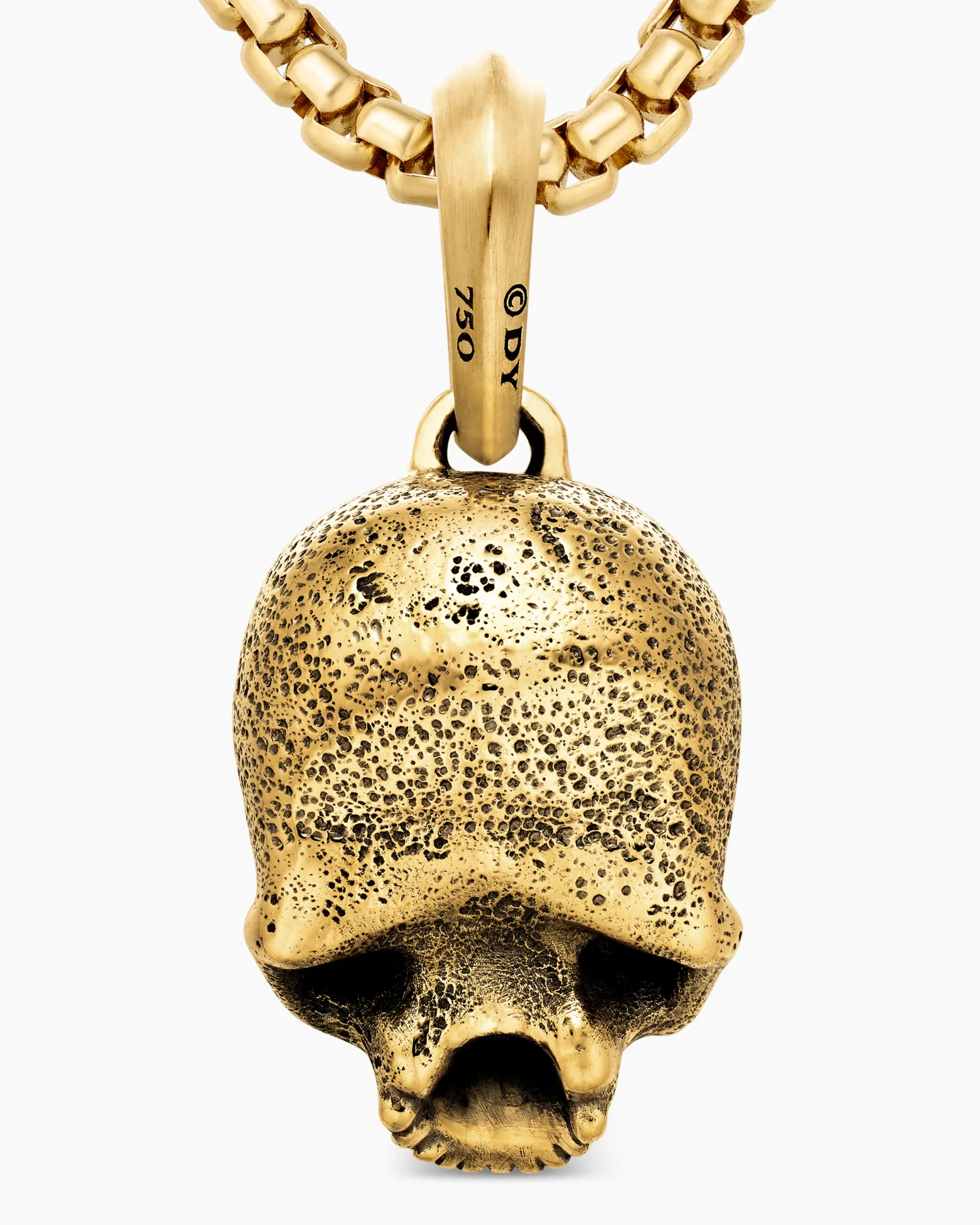 Memento Mori Skull Amulet 18K Yellow Gold with Black Diamonds, 18mm
