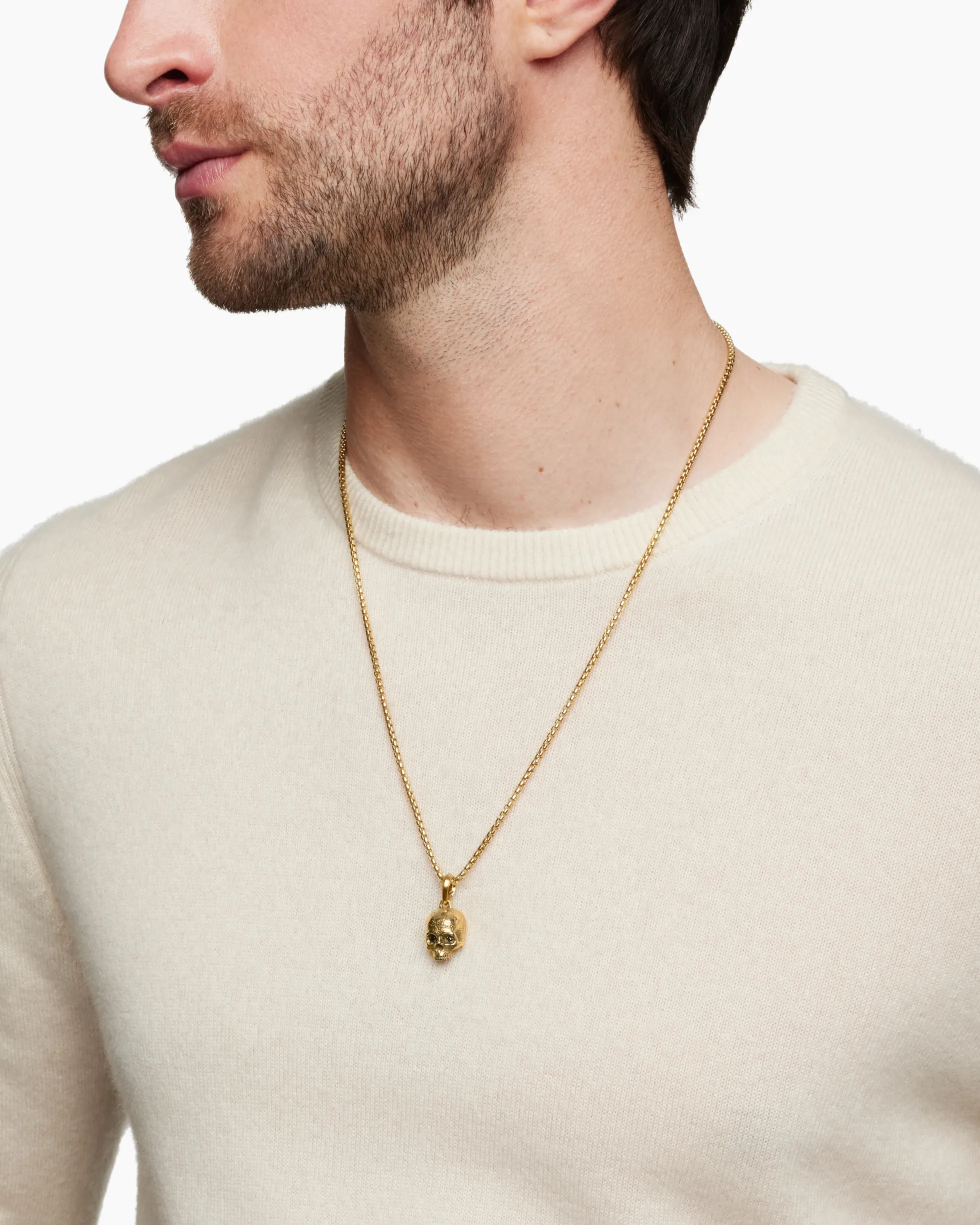 Memento Mori Skull Amulet 18K Yellow Gold with Black Diamonds, 18mm