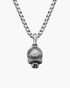 Memento Mori Skull Amulet Sterling Silver, 16mm