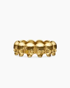 Memento Mori Skull Band Ring 18K Yellow Gold, 8.5mm