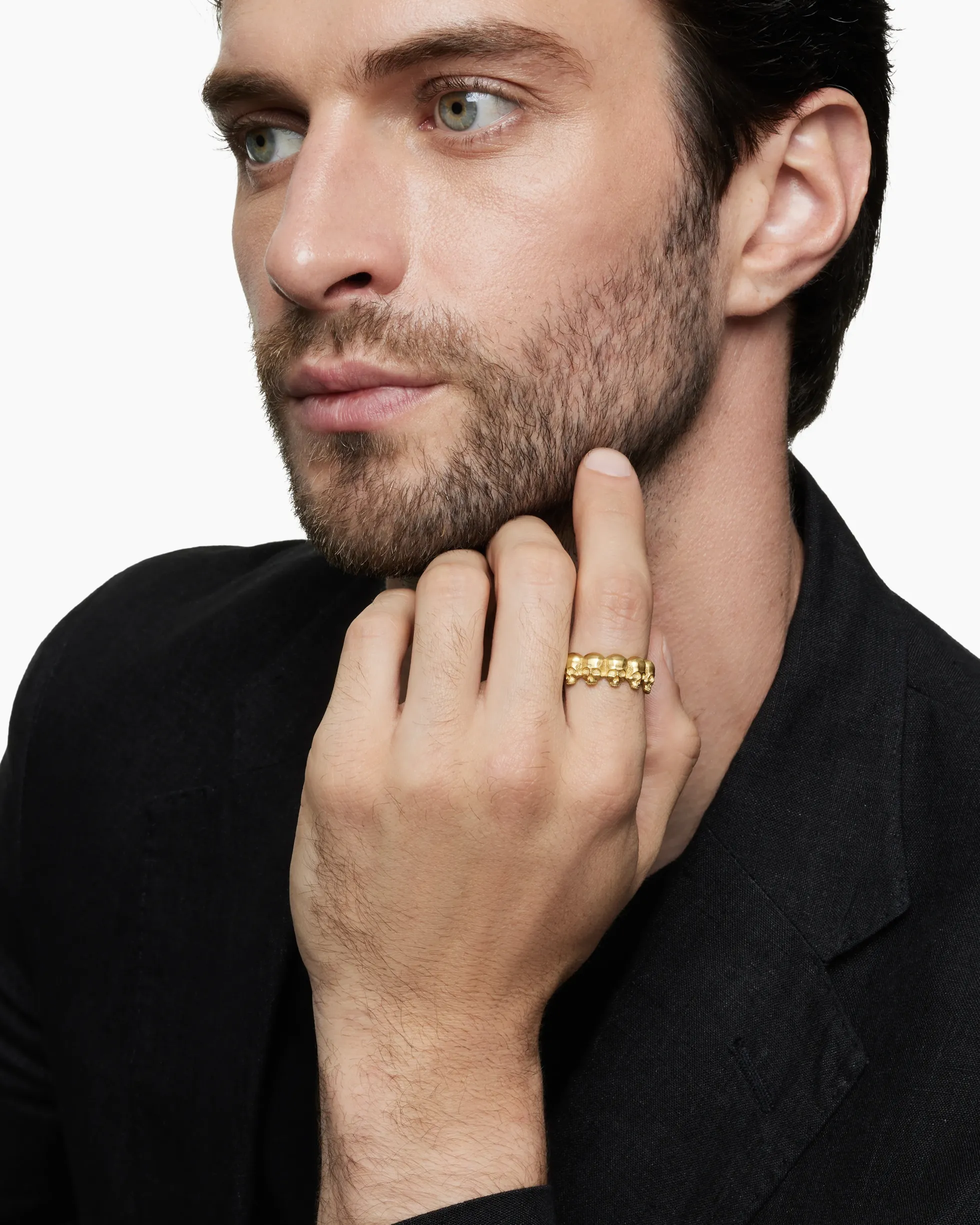 Memento Mori Skull Band Ring 18K Yellow Gold, 8.5mm