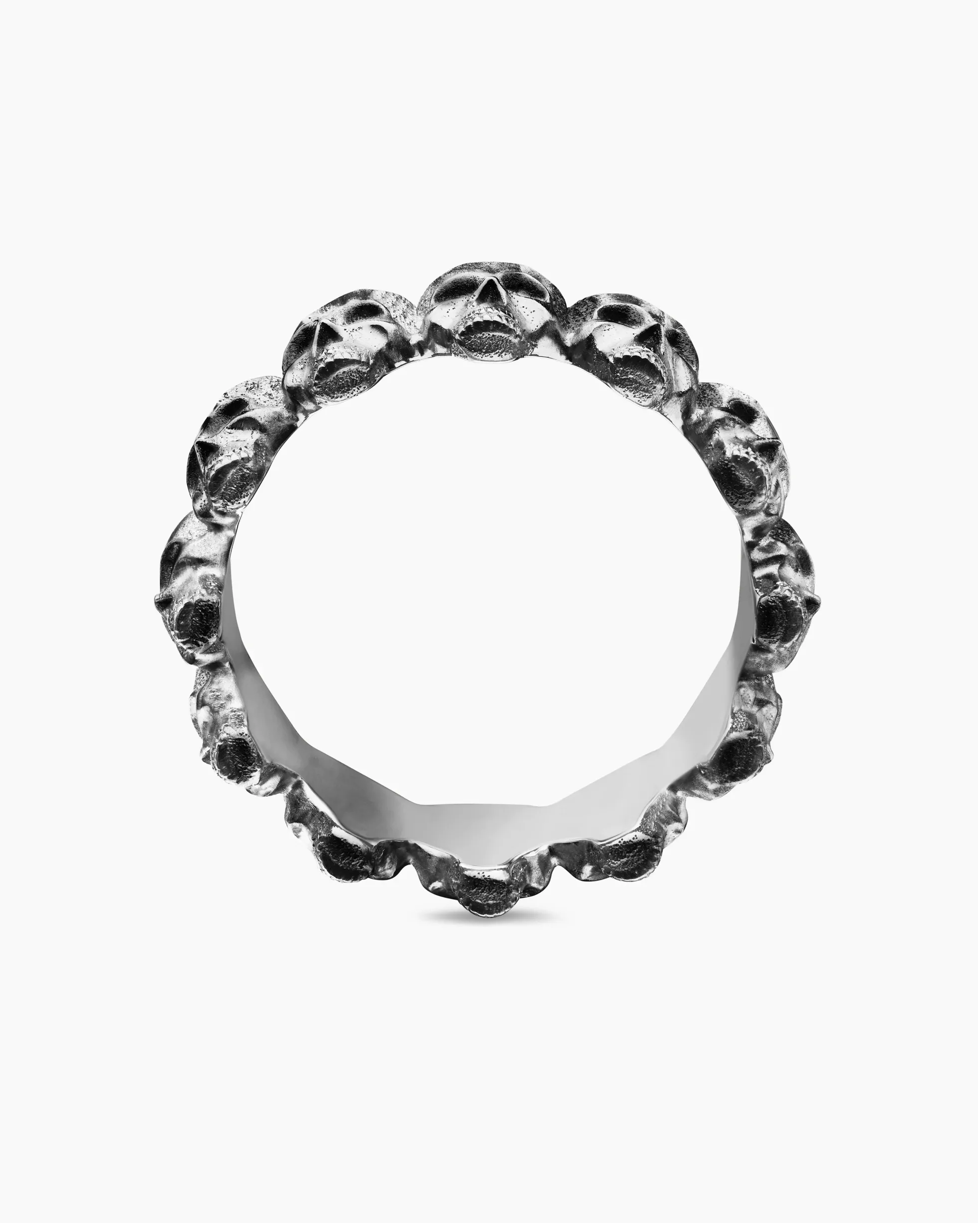 Memento Mori Skull Band Ring Sterling Silver, 8.5mm