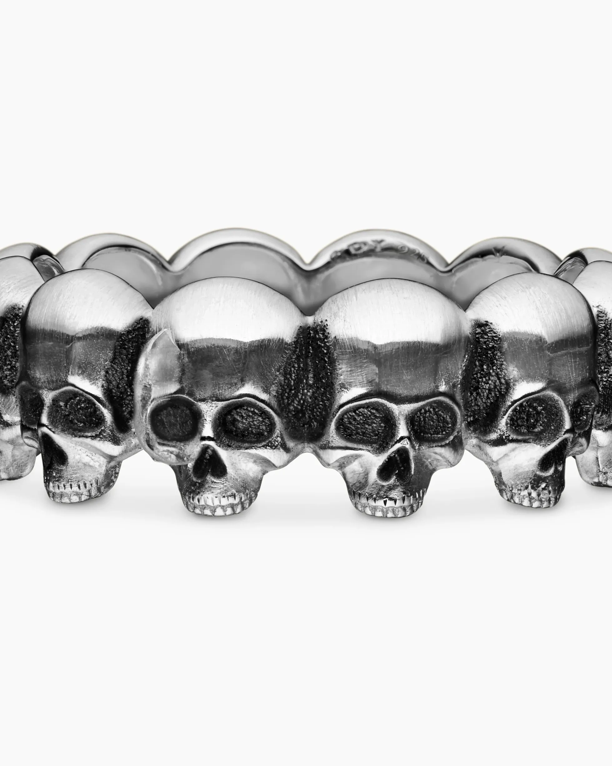 Memento Mori Skull Band Ring Sterling Silver, 8.5mm