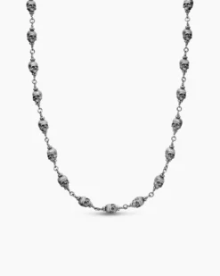 Memento Mori Skull Necklace Sterling Silver, 9mm