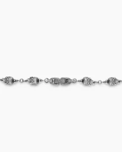 Memento Mori Skull Necklace Sterling Silver, 9mm