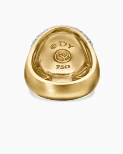 Memento Mori Skull Ring 18K Yellow Gold with Diamonds and Emeralds, 26mm