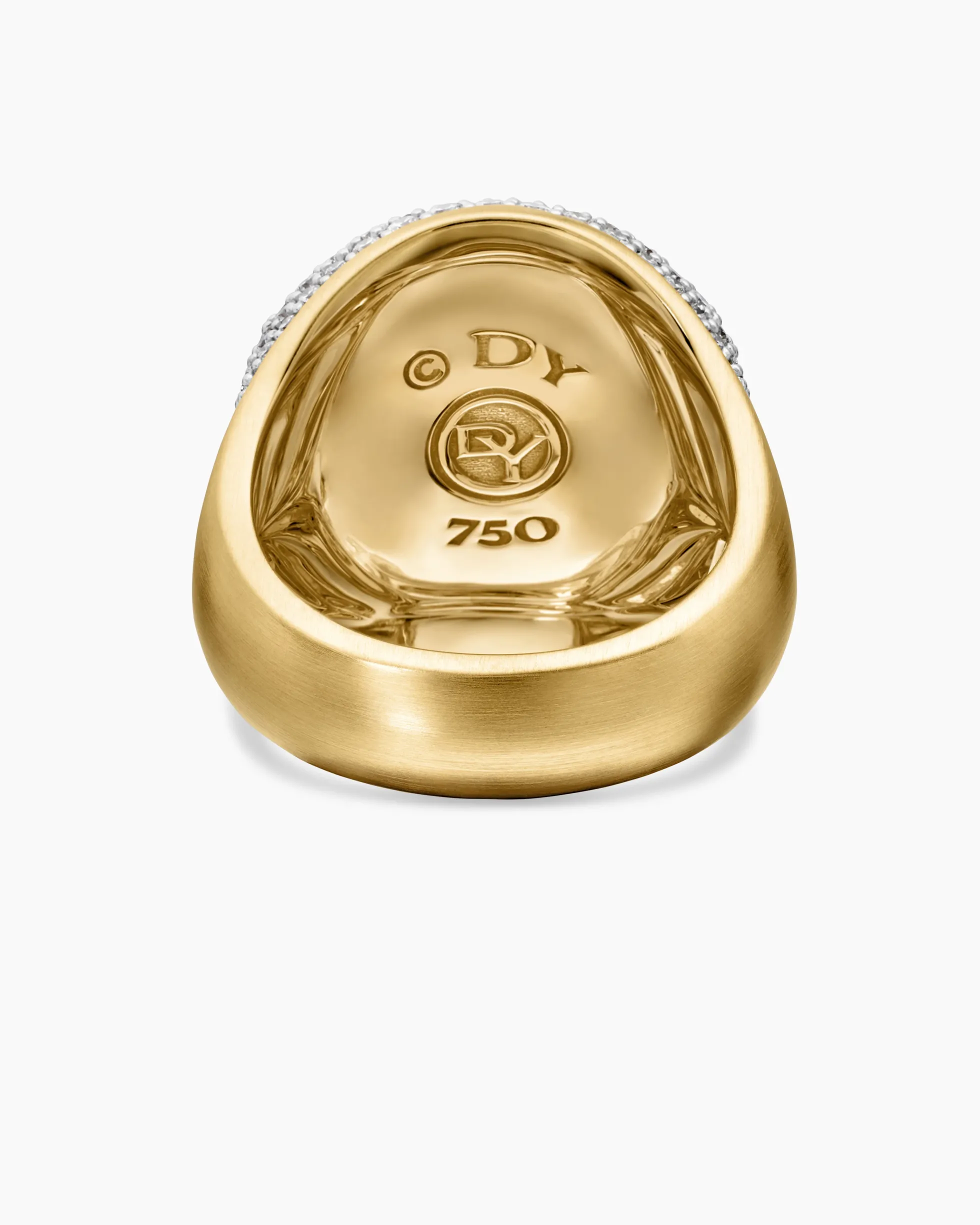 Memento Mori Skull Ring 18K Yellow Gold with Diamonds and Emeralds, 26mm