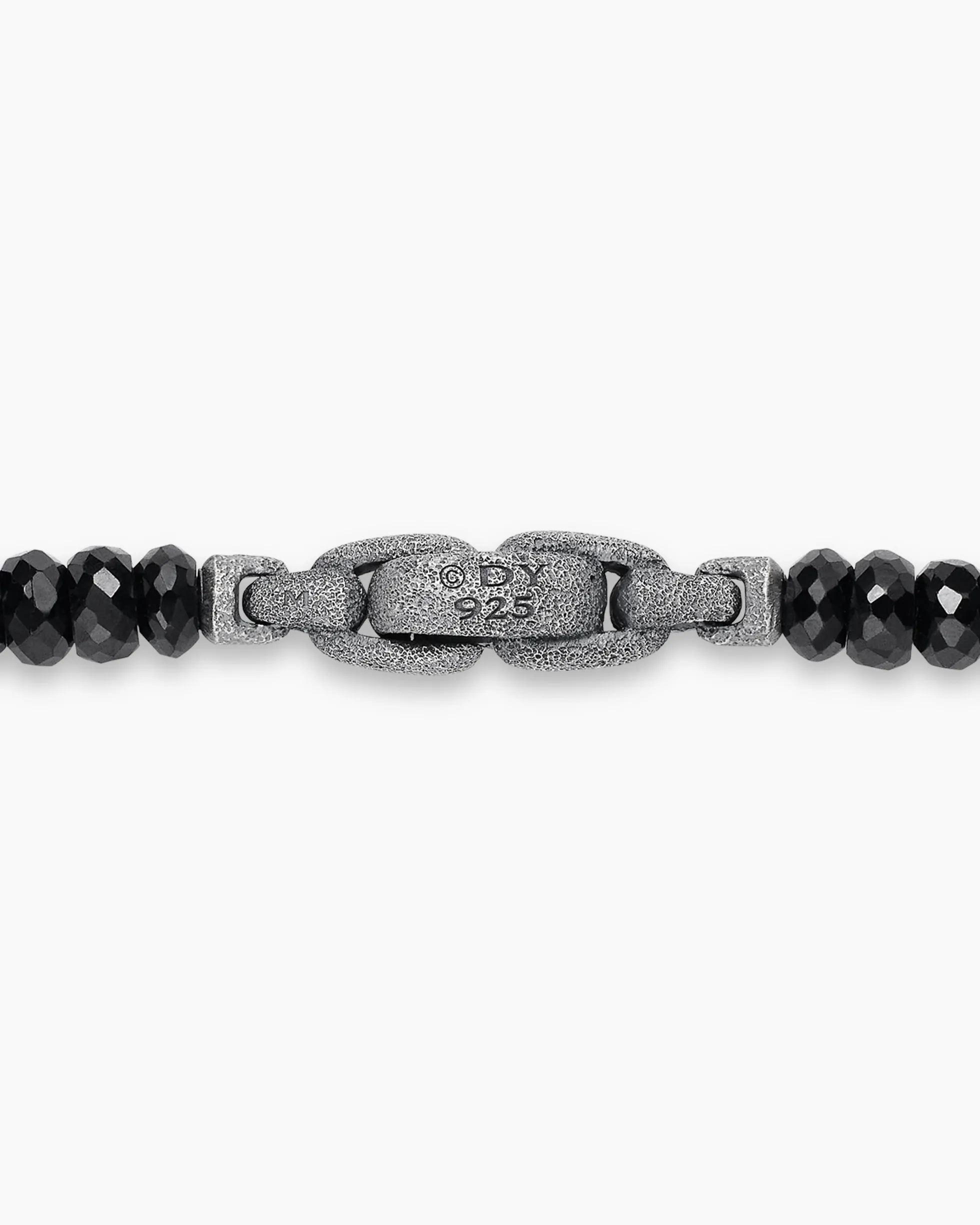 Memento Mori Skull Station Necklace Sterling Silver with Black Spinel, 6mm