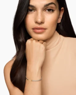 Micro Cable Flex® Bracelet Sterling Silver with 14K Yellow Gold and Pearls, 2.6mm