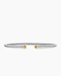 Micro Cable Flex® Bracelet Sterling Silver with 14K Yellow Gold, 2.6mm