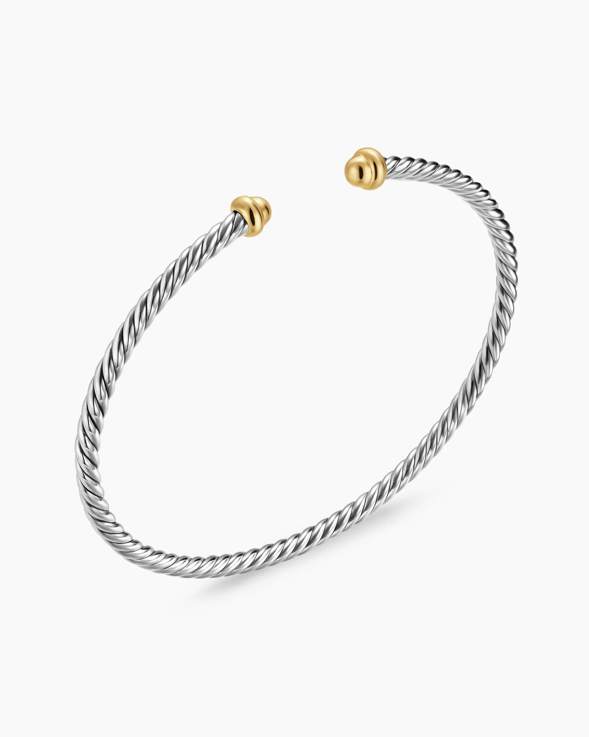 Micro Cable Flex® Bracelet Sterling Silver with 14K Yellow Gold, 2.6mm
