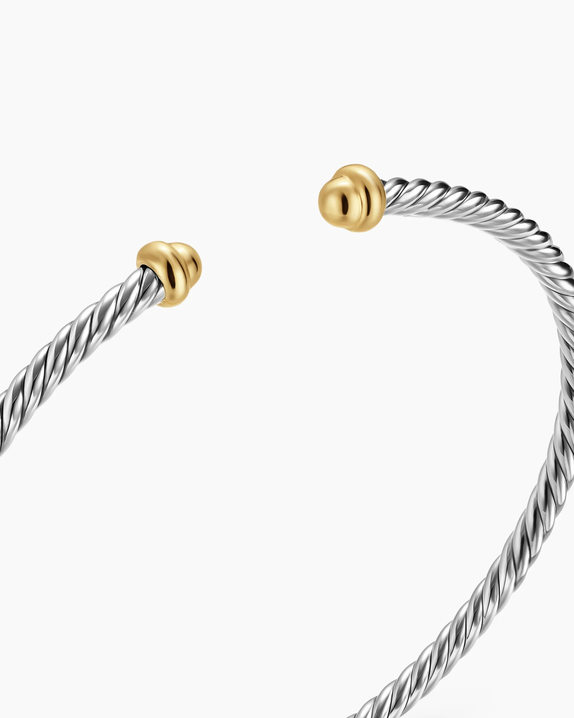 Micro Cable Flex® Bracelet Sterling Silver with 14K Yellow Gold, 2.6mm