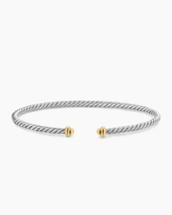 Micro Cable Flex® Bracelet Sterling Silver with 14K Yellow Gold, 2.6mm