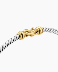 Micro Cable Flex® Buckle Bracelet Sterling Silver with 14K Yellow Gold, 2.6mm