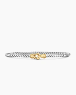 Micro Cable Flex® Buckle Bracelet Sterling Silver with 14K Yellow Gold, 2.6mm