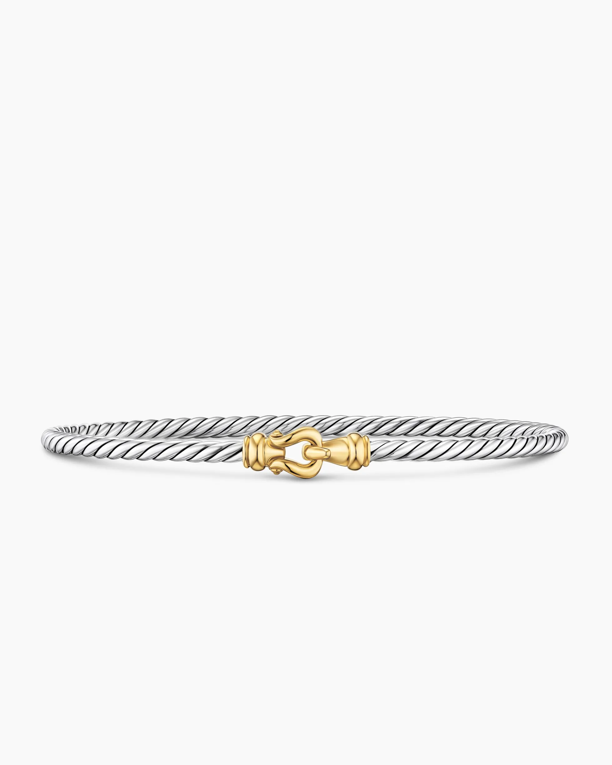 Micro Cable Flex® Buckle Bracelet Sterling Silver with 14K Yellow Gold, 2.6mm