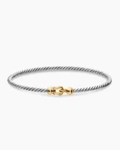 Micro Cable Flex® Buckle Bracelet Sterling Silver with 14K Yellow Gold, 2.6mm