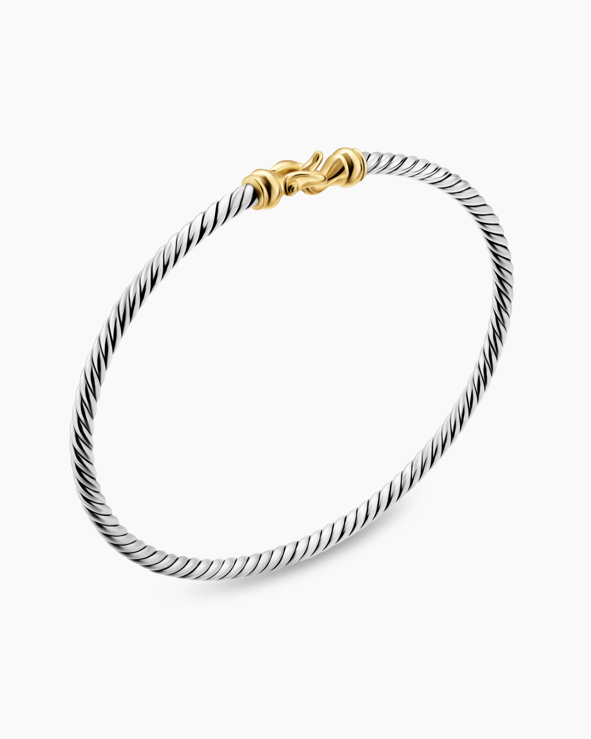 Micro Cable Flex® Buckle Bracelet Sterling Silver with 14K Yellow Gold, 2.6mm