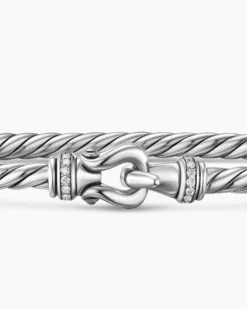 Micro Cable Flex® Buckle Bracelet Sterling Silver with Diamonds, 2.6mm