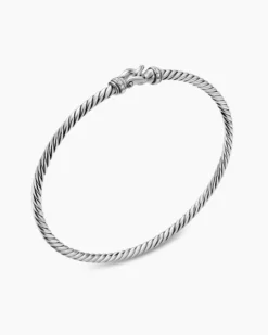 Micro Cable Flex® Buckle Bracelet Sterling Silver with Diamonds, 2.6mm
