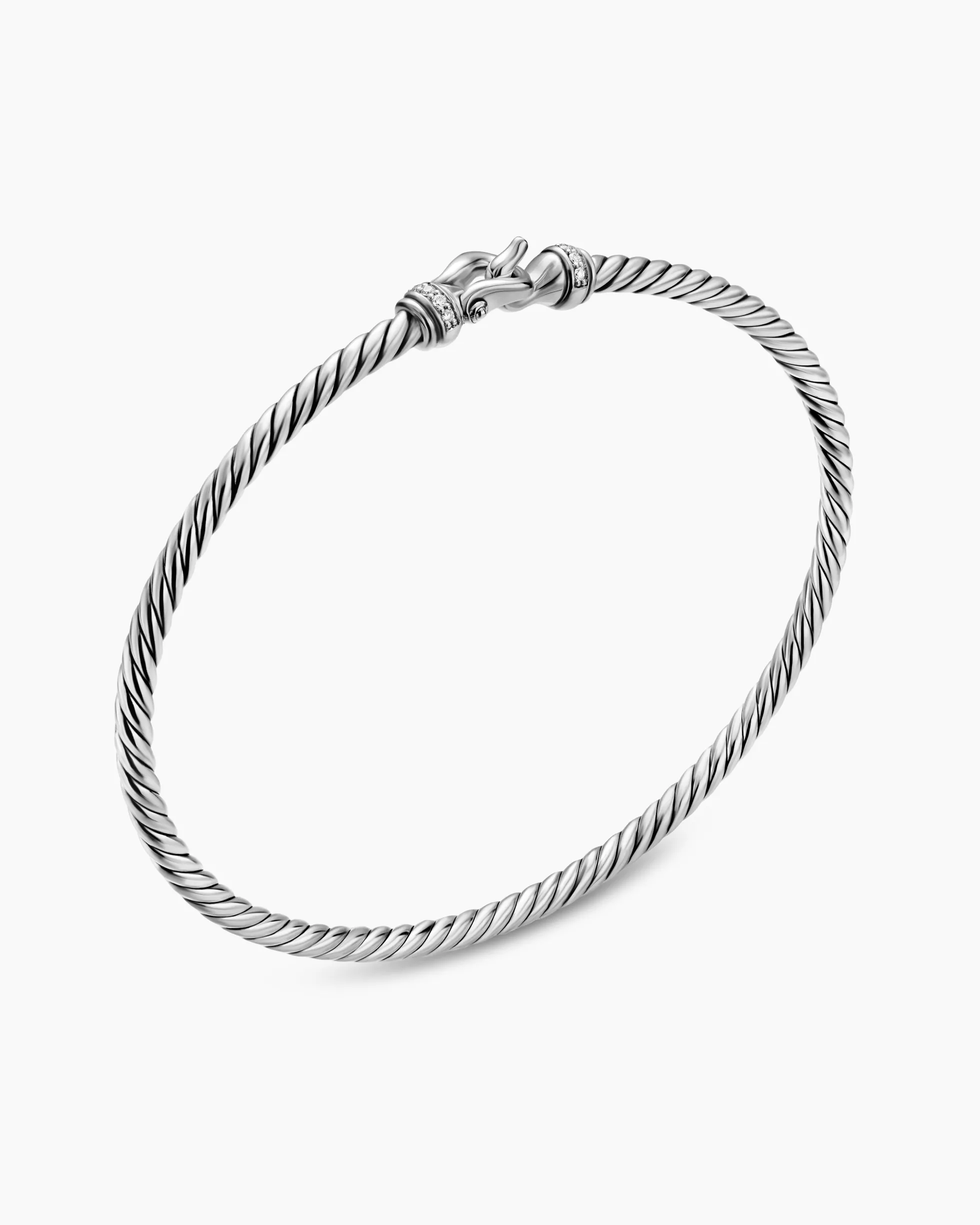 Micro Cable Flex® Buckle Bracelet Sterling Silver with Diamonds, 2.6mm