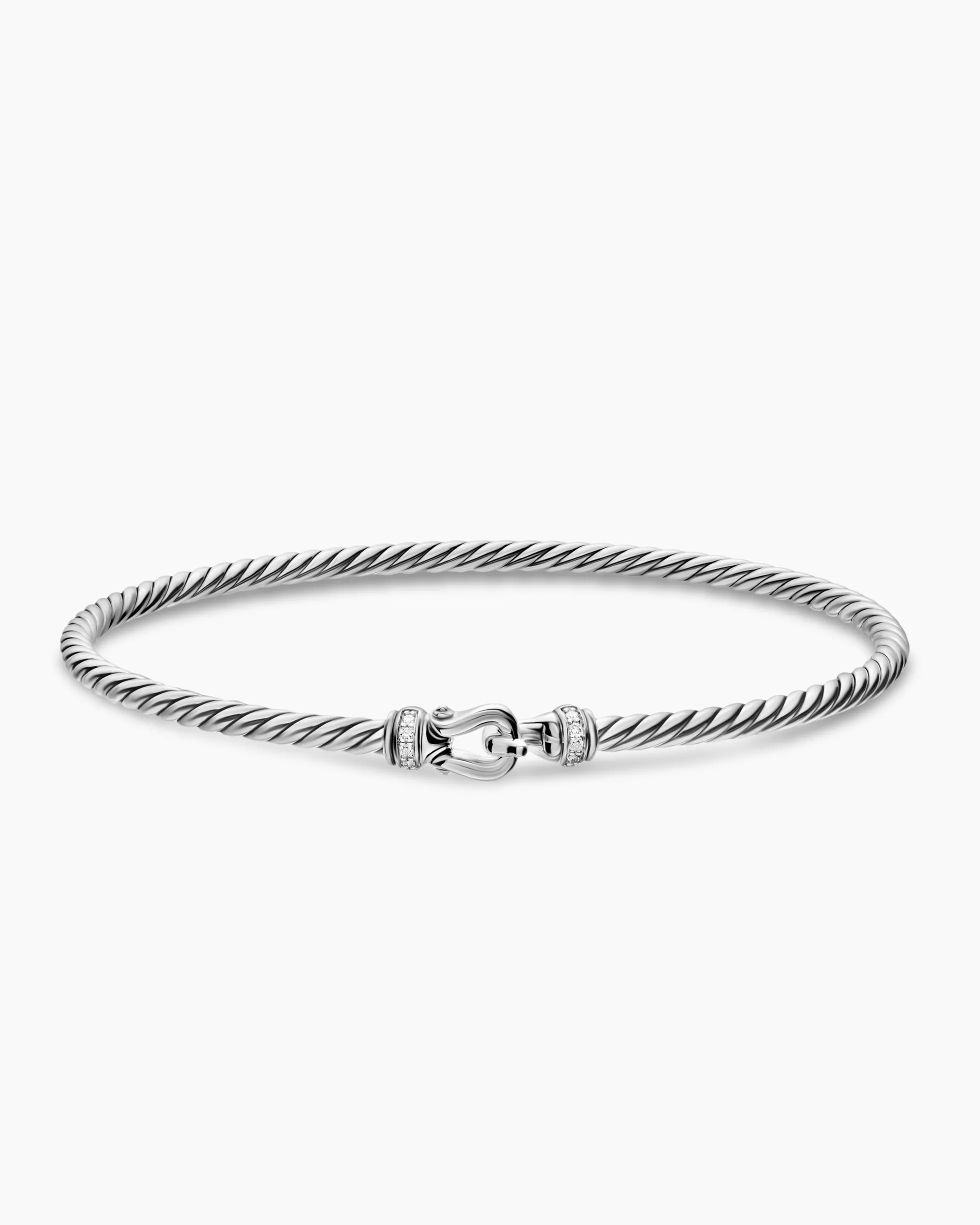 Micro Cable Flex® Buckle Bracelet Sterling Silver with Diamonds, 2.6mm