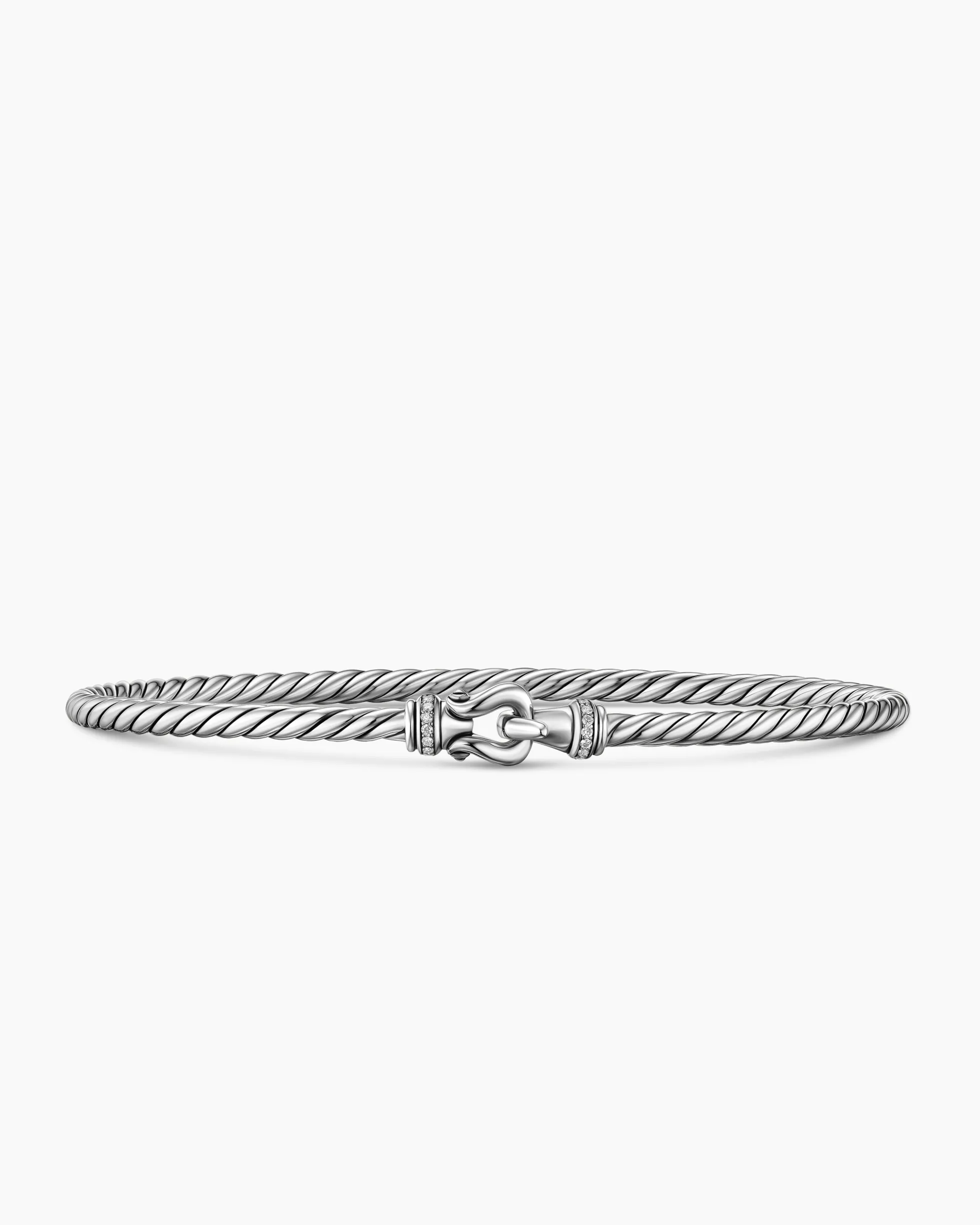 Micro Cable Flex® Buckle Bracelet Sterling Silver with Diamonds, 2.6mm