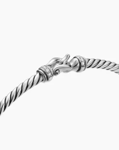 Micro Cable Flex® Buckle Bracelet Sterling Silver with Diamonds, 2.6mm
