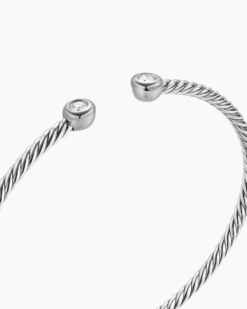 Micro Cable Flex® Round Bracelet Sterling Silver with Diamonds, 2.6mm