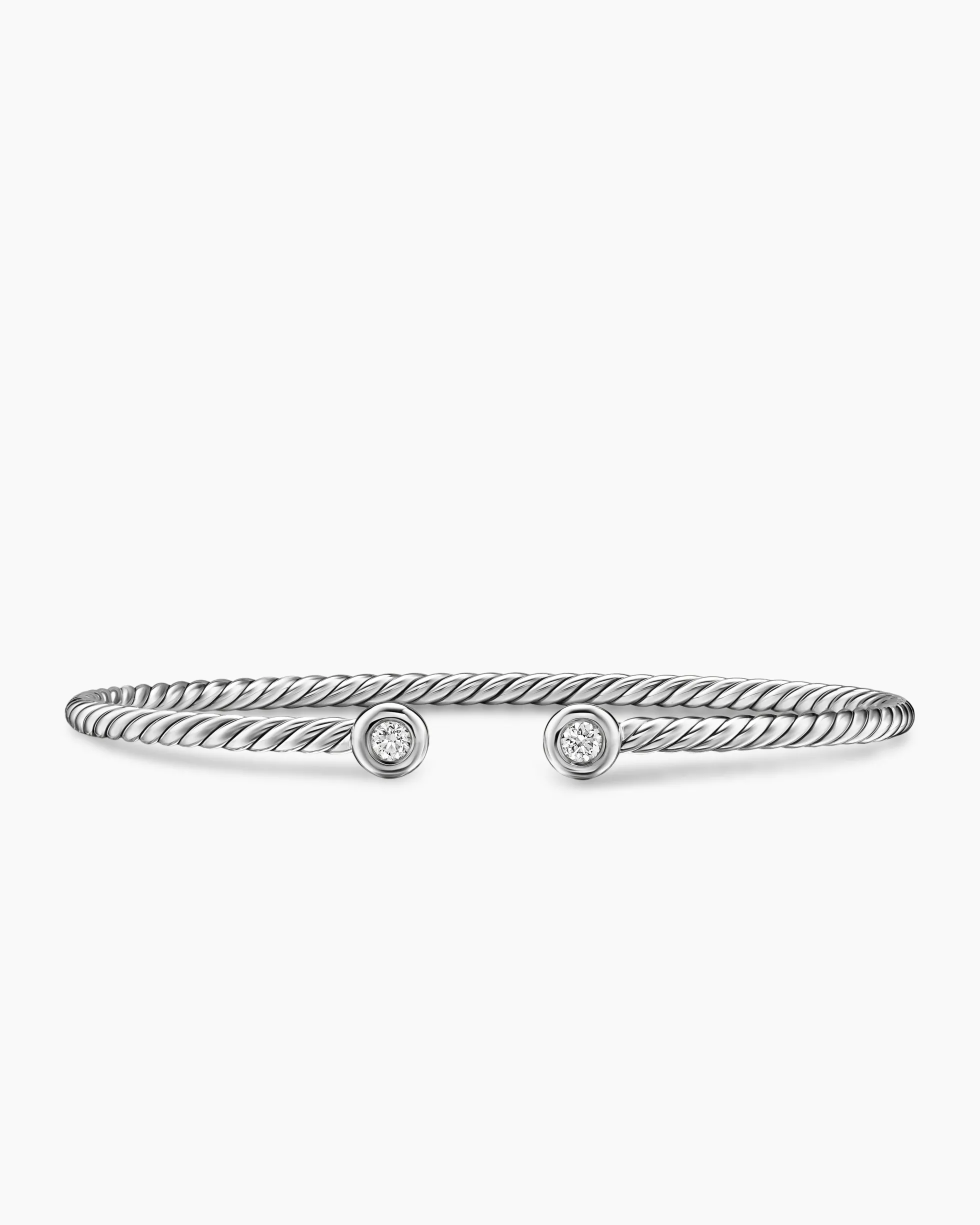 Micro Cable Flex® Round Bracelet Sterling Silver with Diamonds, 2.6mm