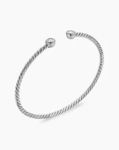 Micro Cable Flex® Round Bracelet Sterling Silver with Diamonds, 2.6mm